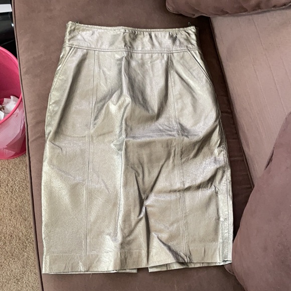 Vintage Spiegel Gold Leather Midi Pencil Size 8 - Picture 7 of 7